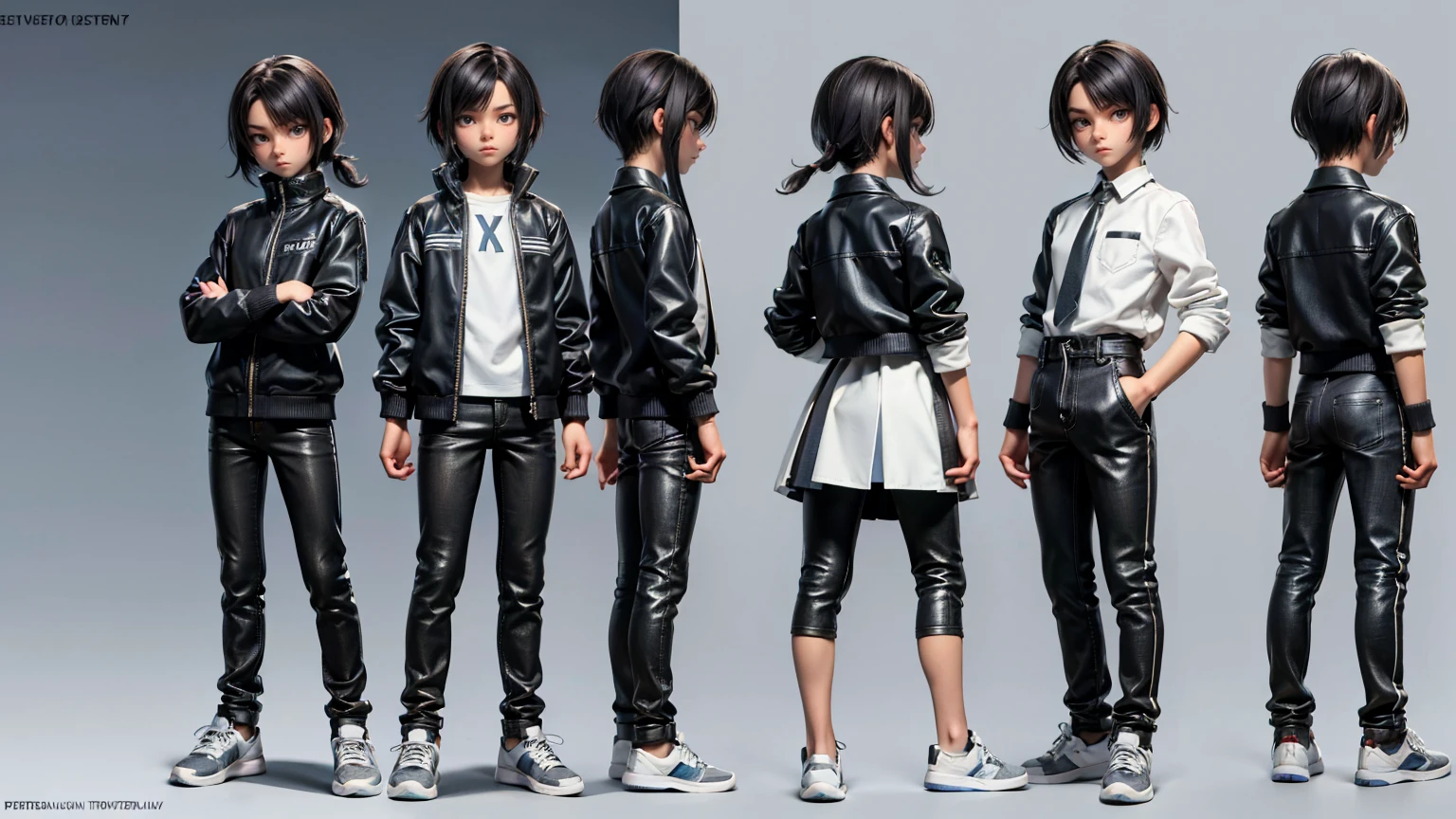 cute face boy, cute face, short height boy, wearing casual futuristic grey color pent, full standing pose, French style hairs, black French style hair, sports shoes, Character Sheet, 12 yo student, Full body, Simple white background, front pose character reference sheet, Concept art, design sheet