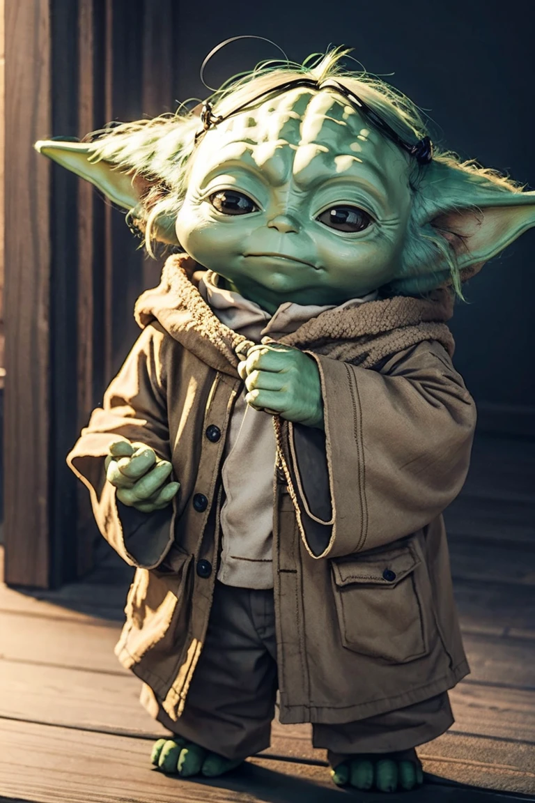 short yoda with a full head of shaggy thick hair