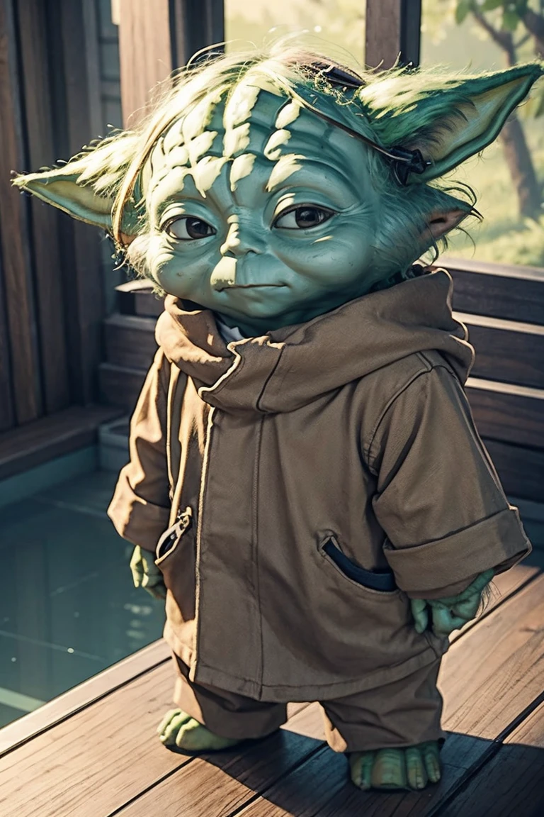 short yoda with a full head of shaggy thick hair