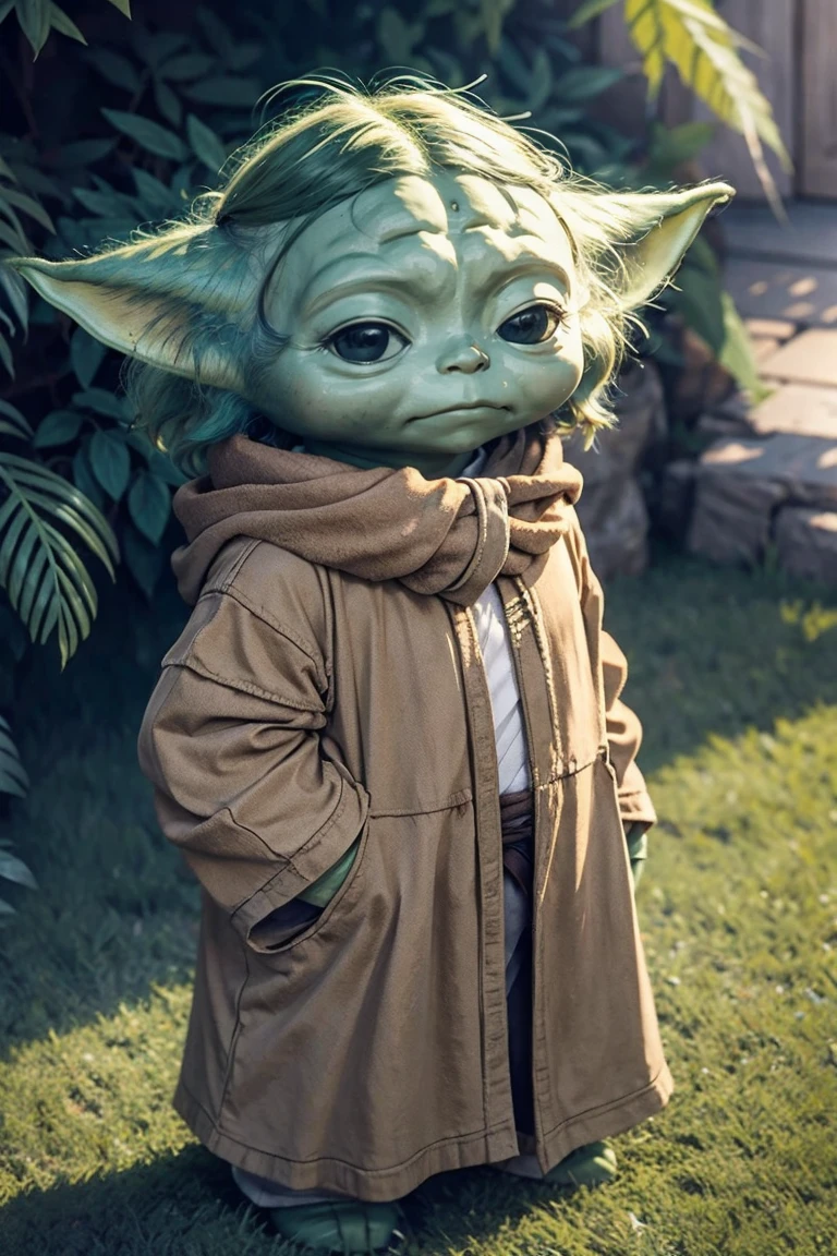 short yoda with a full head of shaggy thick hair