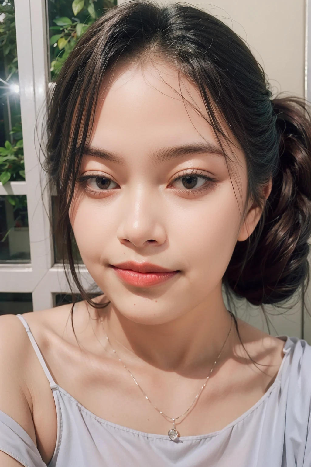 (Old Lady:1.7), Transparent transparency, (Light Green Chubby Strapless Dress), adorable, 1 girl, (face to face), 10 years old, baby face, happy, medium body portrait, (face details: 1), (eye details:1), ((big breasts)). wearing transparent transparency long shirt, .. Cute posed. proportional body. Ultra High Res. realistic: 1.4, UHD, poke a bun Hairstyle , lace