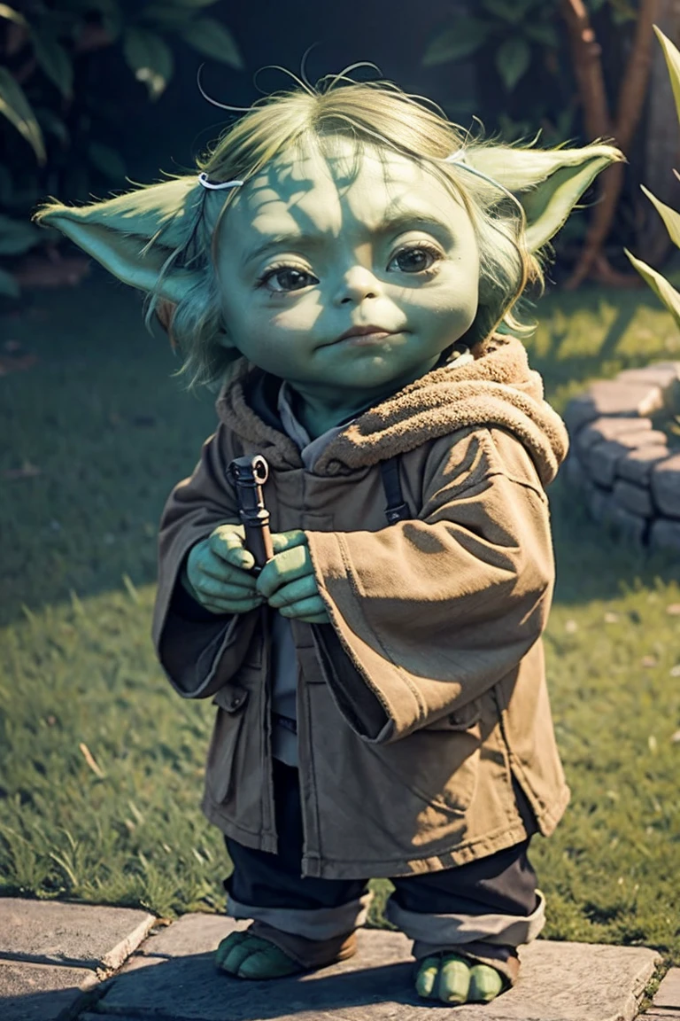 short yoda with a full head of shaggy thick hair