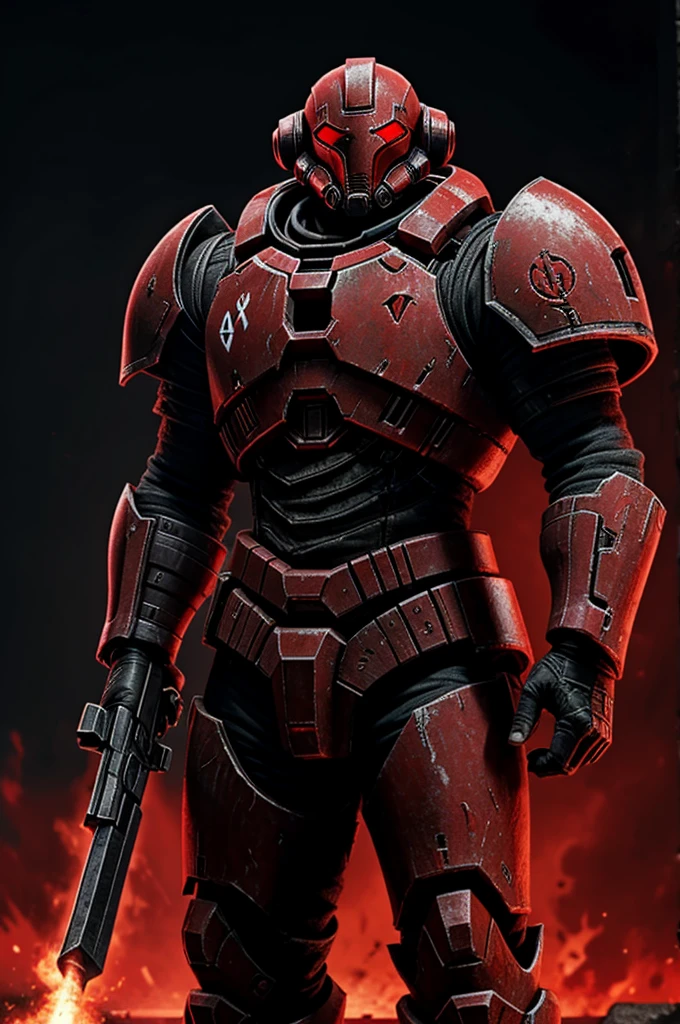 The symbol of the Doom slayer in red on a black background 