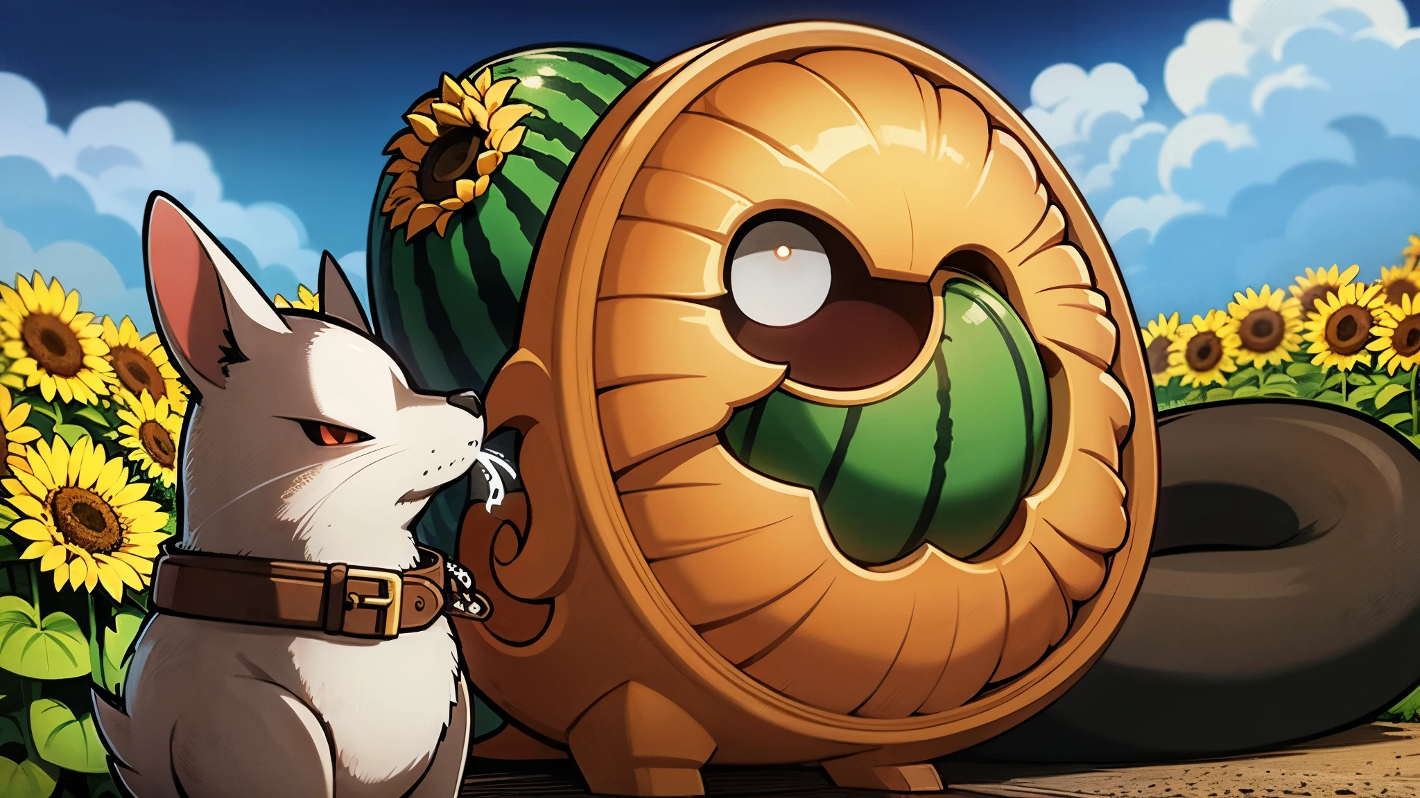 Sunflower field, Folk art, Beasts, anime, Advertising images, the material is!!! watermelon!!!, Promotional Art, anime", In the fairyland of white clouds