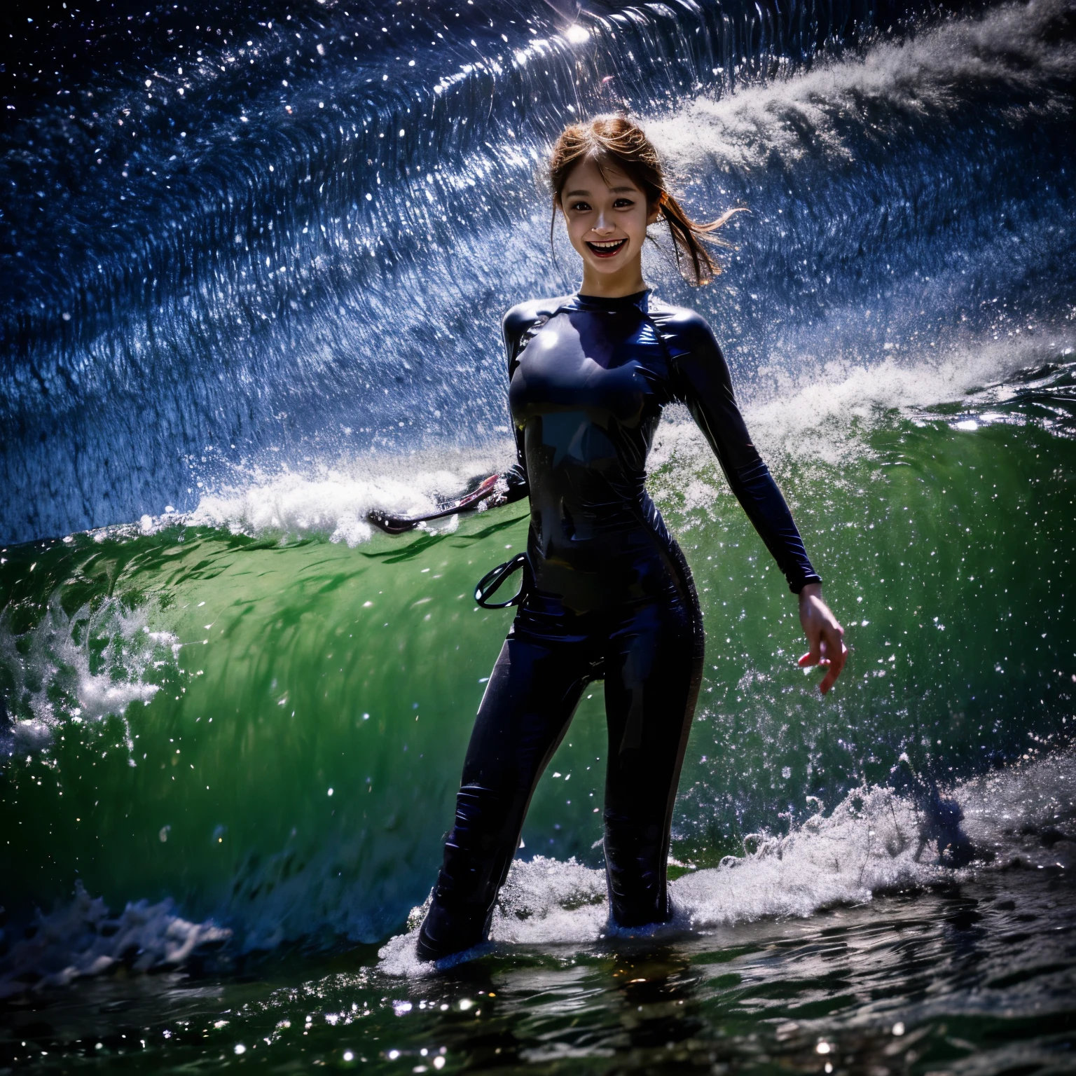 (ZoomedOut:1.28, Wide-shot) ZoomLayer (Epic photo of surfer magazine:1.37). (Full of Water, Everything Wetted:1.4) WetHair (extremely detailed Cute Girl in RED)(SparklingHighlights:1.28), Dynamic Joyful Expressions LifeLike Rendering (ManoErina:1.0) . Overflowing Gigantic Sideboob (Clearly Visible Beautiful Breast to Buttocks Line) Tiny and Roundly Butt, Detailed wet clothing texture, (Sloppy Surfboard:-1.2) Riding on waves, Sparkling water, TyndallEffect(Starry Water Particles:1.32), Whole Body proportions and all limbs are anatomically accurate