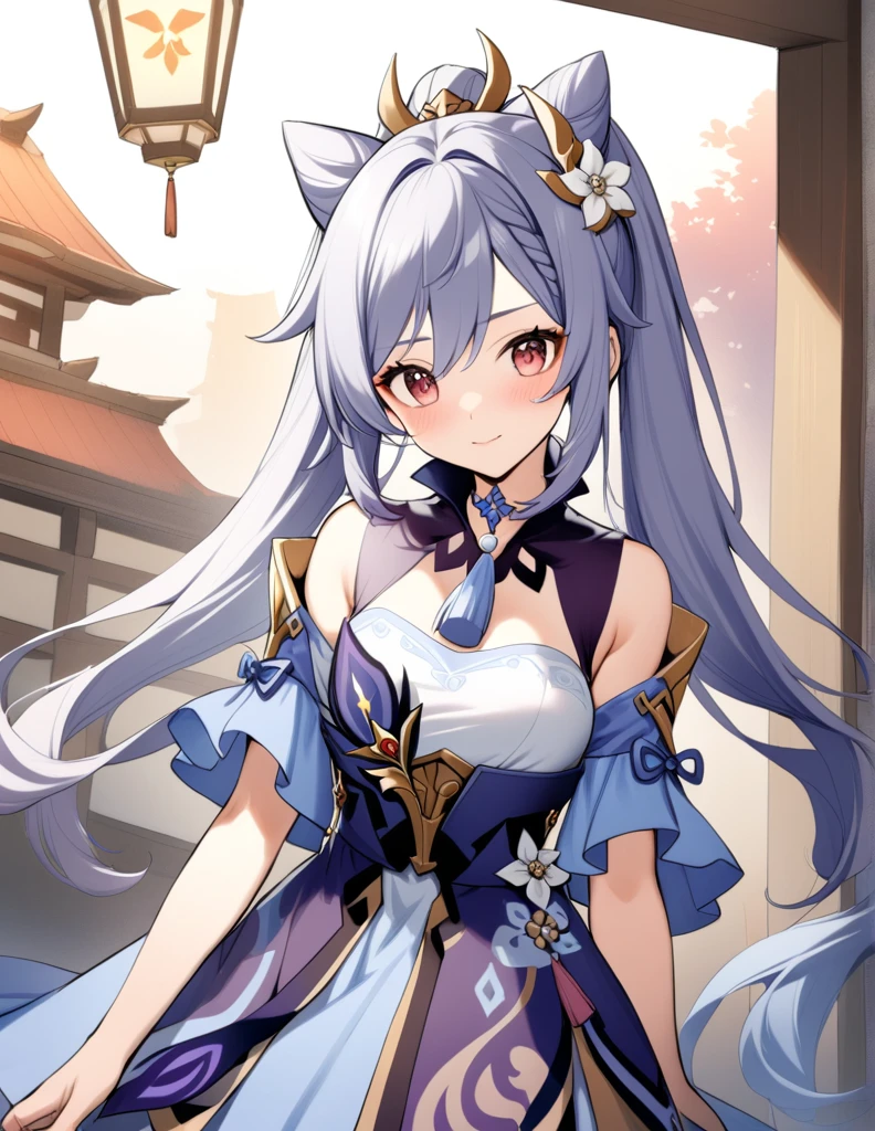 One girl, masterpiece, Highest quality、Anime character in a blue dress, ayaka Genshin Impact impact, From video games, Genshin Impact impact character, ayaka game Genshin Impact impact, keqing from Genshin Impact impact, zhongli from Genshin Impact impact, Azur Lane Style, Lulua Workshop, Genshin Impact, Azur Lane Characters, Details of 8k characters、cute、Embarrassed