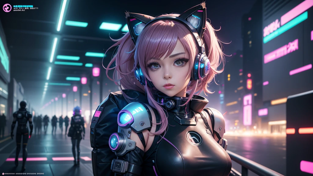 anime girl in futuristic outfit with cat ears and headphones, cute cyborg girl, digital cyberpunk anime art, cyberpunk anime girl mech, female cyberpunk anime girl, cyberpunk anime girl, beutiful girl cyborg, perfect android girl, anime cyberpunk art, portrait anime space cadet girl, dreamy cyberpunk girl, digital cyberpunk - anime art, girl in mecha cyber armor, cyberpunk beautiful girl
