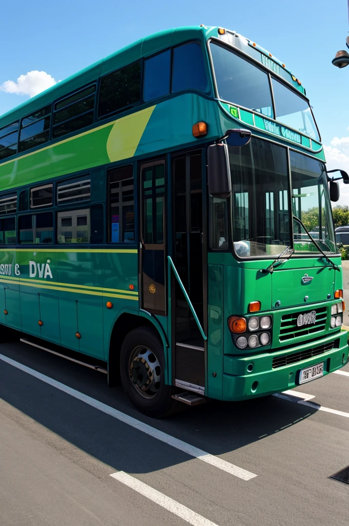Blue and green bus name as diva