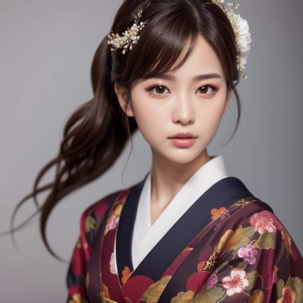 Japanese kimono costume,(Highest quality)), ((masterpiece)), (detailed), Perfect Face((Highest quality)), ((masterpiece)), (detailed), Perfect Face(Highest quality)), ( (masterpiece)), ( detailed), Perfect Face (Highest quality), ((masterpiece)), (detailed), Perfect Face, stunningly realistic, Realistic, Photorealism, Haruno Sakura 1 piece