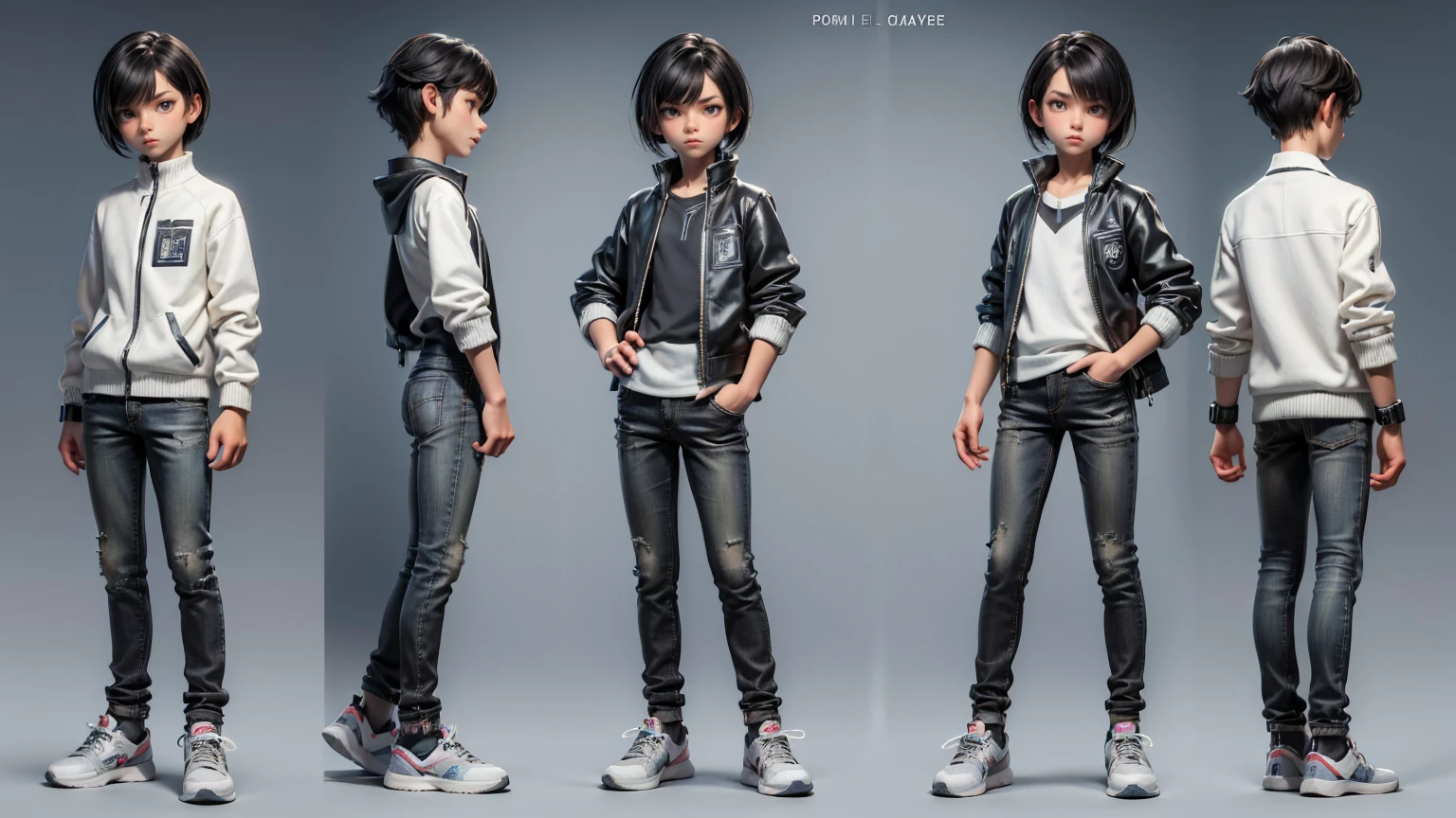 short height cute face boy, cute face, short height boy, wearing full body pent and shirt dress, sports shoes, full standing pose, French Crop hairs, Character Sheet, 10 yo student, Full body, Simple white background, front pose character reference sheet, Concept art, design sheet