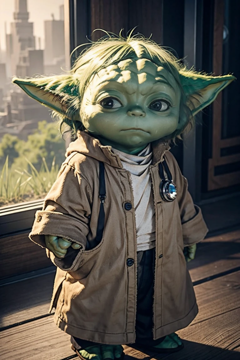 short yoda with a full head of shaggy thick hair