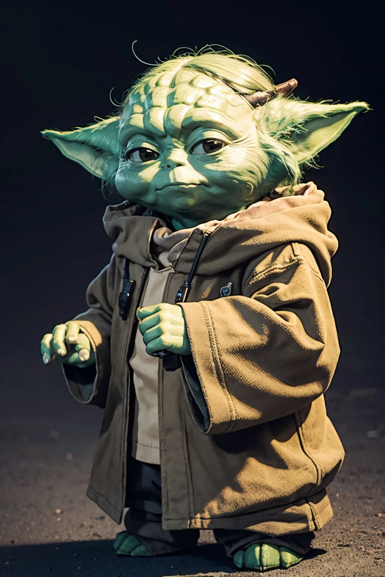 short yoda with a full head of shaggy thick hair