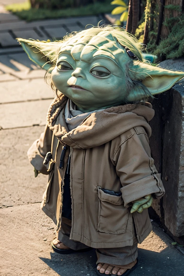 short yoda with a full head of shaggy thick hair
