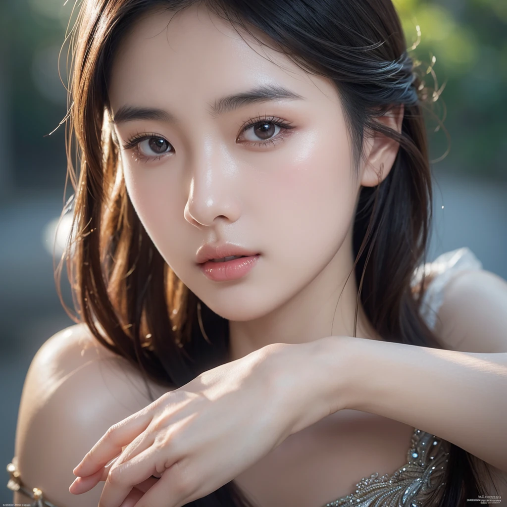 beautiful young asian woman, 1girl, detailed facial features, beautiful eyes, long eyelashes, flawless skin, detailed lips, elegant pose, graceful expression, natural lighting, cinematic, intricate details, masterpiece, photorealistic, hyperrealistic, 8k, high quality, digital art, concept art, ethereal, serene, tranquil atmosphere