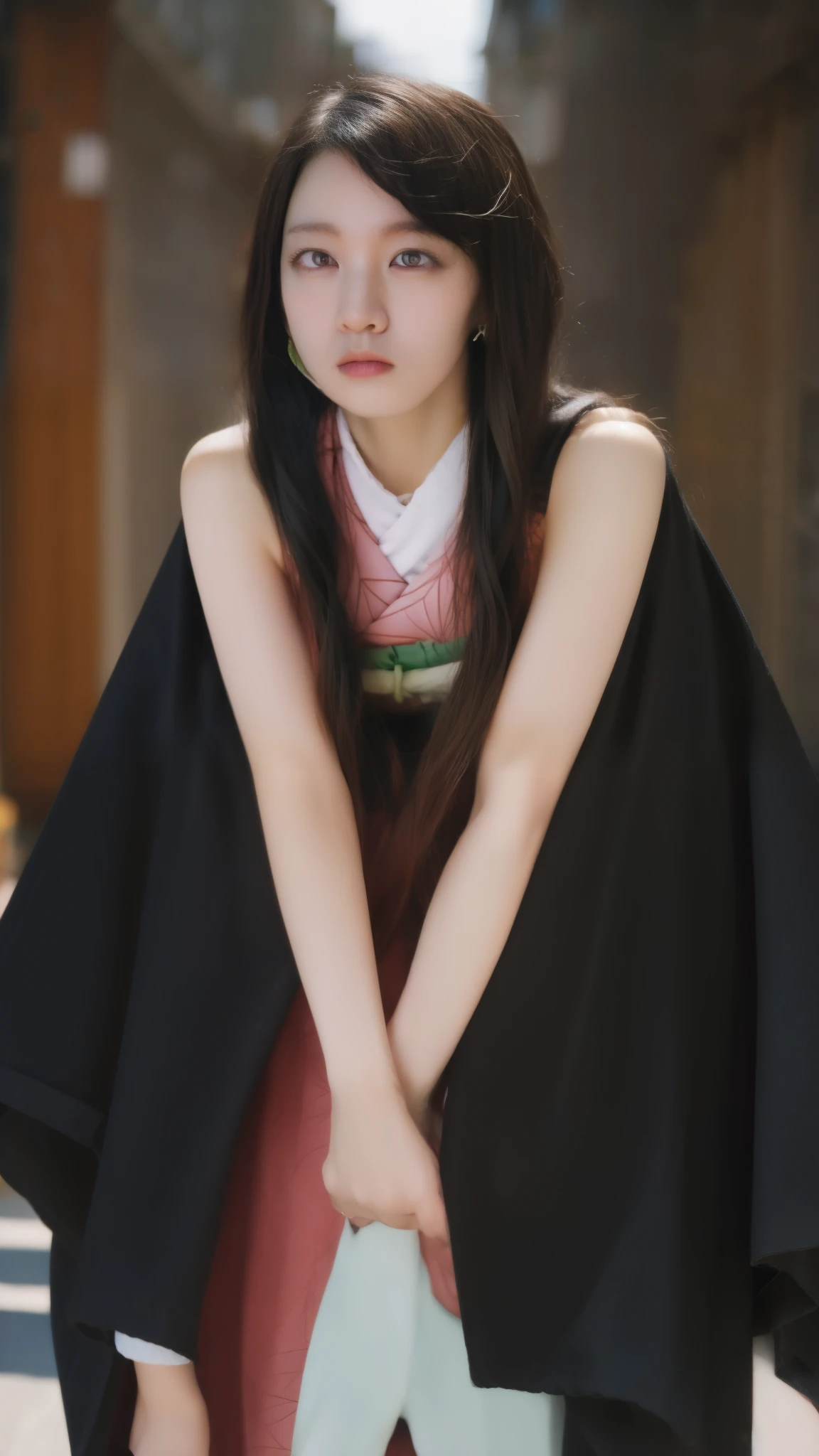 Cute Japanese female, (16 years old), (Very cute face: 1.3), White moist skin, Looking at the camera, Melancholy expression,
BREAK,
Idol,
BREAK,
(Wearing cute kimono: 1.3), (Highly revealing kimono), Very large earrings, Short length,
BREAK,
(Fighting pose: 1.3),
BREAK,
(Long hair), (Pink hair: 1.2), (Wavy hair), (Gradient hair: 1.3), (Red hair at the ends),
BREAK,
(Realistic: 1.3), Masterpiece, Perfect lighting, (Ultra-high resolution), (8K), (Highly detailed: 1.4), (From the front), (Full body: 1.3), (Symmetrical: 1.2),
BREAK,
(Japanese city streets: 1.2),
BREAK,
(Demon Slayer: 1.4),
BREAK,
(Hellfire: 1.2), Demon,
