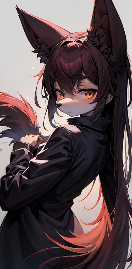 collage style,dark、Depression,Full of weird elements,Red wolf furry,Bow