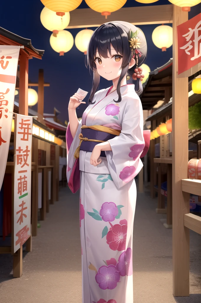 theme: Japanese festival scene: At the festival venue、屋台の前でソフトドリンクをおねだりするjuvenile
キャラクター:
juvenile:
age: About 6 years old clothes: Light summer outfit、Or yukata expression: Even though it looks painful、Glancing at the parent through the gap between their fingers, they smile: Hiding my face with both hands、A mother pretending to have heatstroke:
age: 30s clothing: Light summer outfit、Or yukata expression: The pose of giving money out of necessity: Background of the money being spent: Colorful food stalls lined up、people々A lively Japanese festival enjoyed by people with special elements: Colorful signs and decorations on food stalls、浴衣を着たpeople々、Festival lanterns etc.