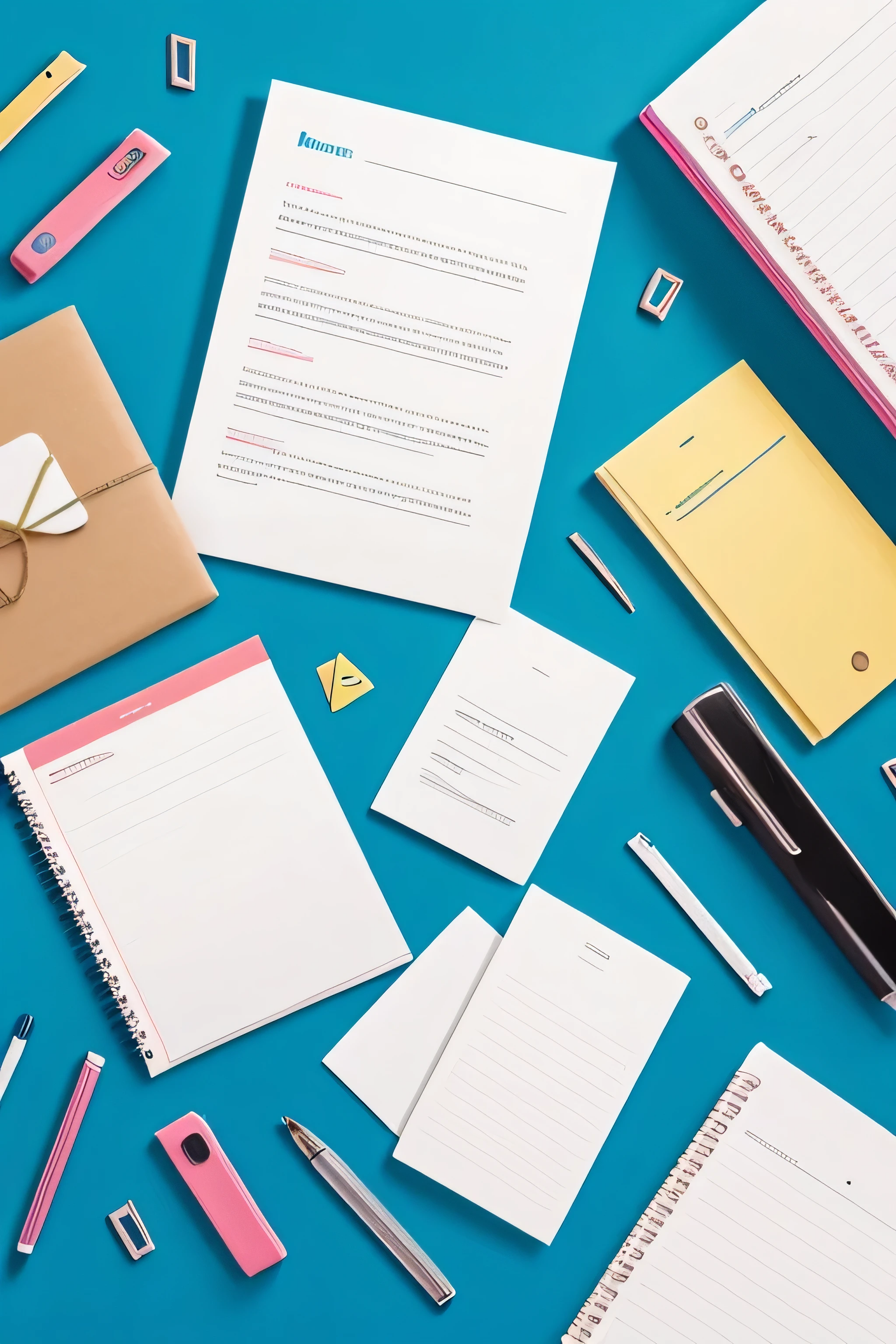 Ideas creativity concepts with flat lay of colorful stationery on write space background. Back to School. Modern mock up of business