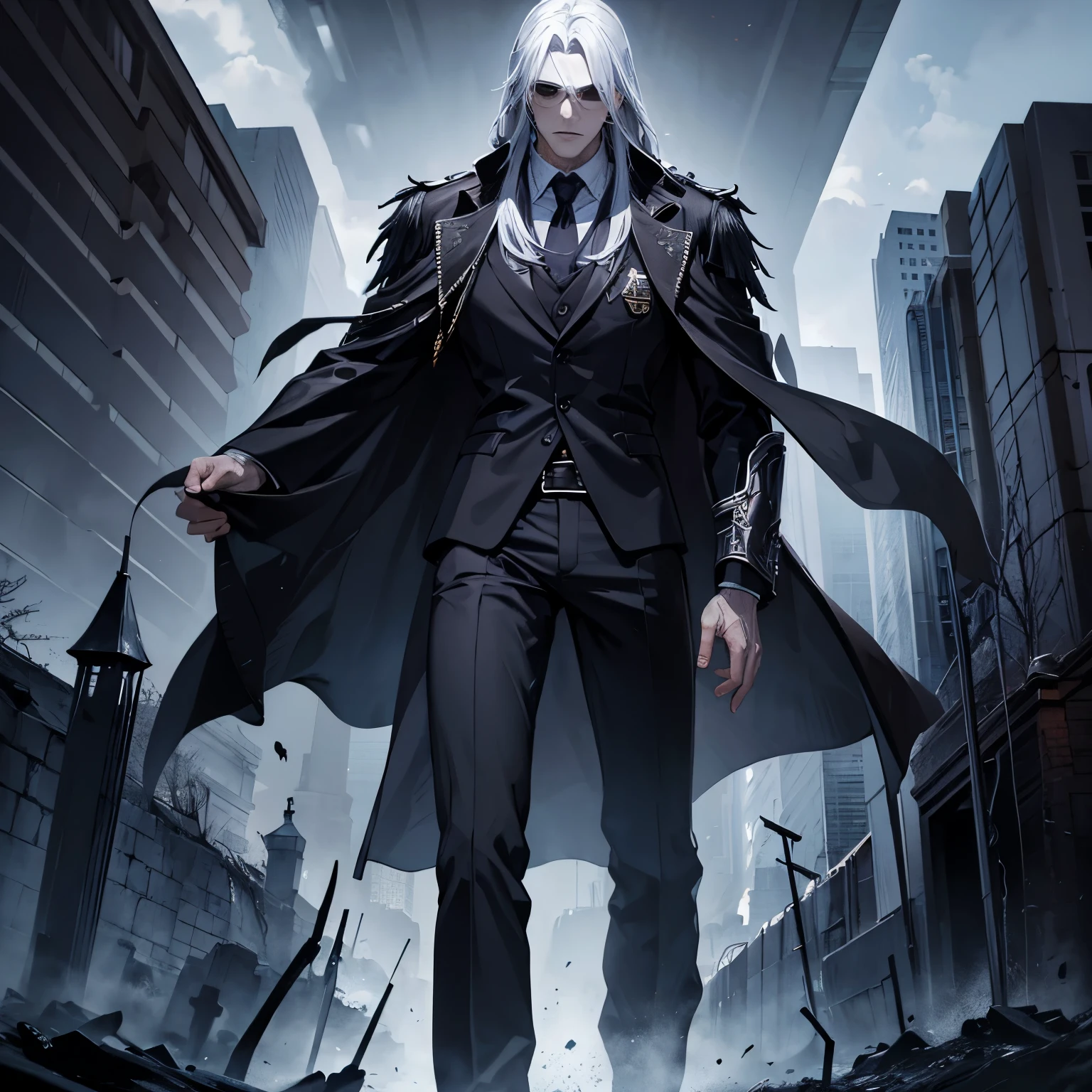 man,dark wizard,undead army,standing,handsome,cool,style,high image quality