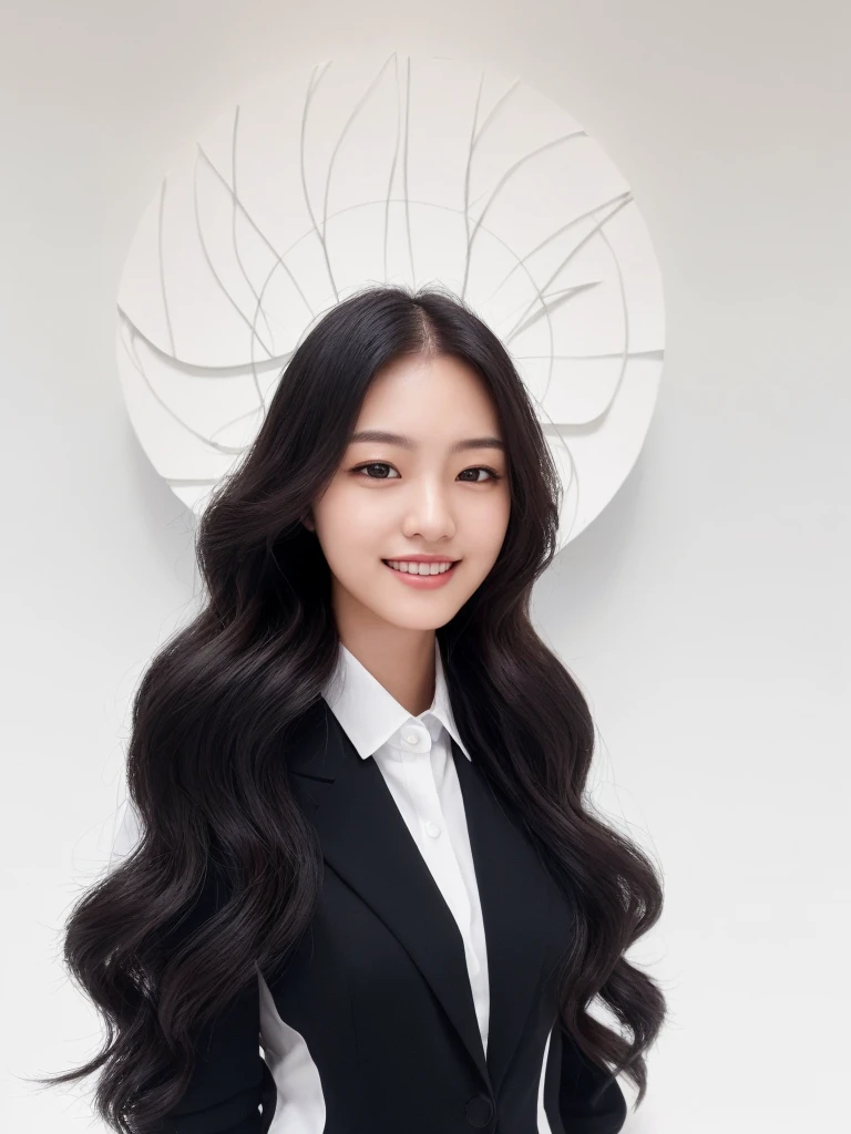 Best Quality, 8k, Masterpiece, (Portrait: 1.3), (photo realistic:1.4), (hyper realistic:1.4), 
Sharp Focus, looking at viewer, (smoother lighting:1.1), (increase cinematic lighting quality:0.9), 
realistic lighting, backlighting, light on face, ray trace, (brightening light:1.2), (Increase quality:1.4), 
sharp detail, (best quality real texture skin:1.4), finely detailed eyes, black_eyes, 
finely detailed face, 25 year old Korean woman, smiling_face, (white formal_shirt:1.4), 
(Create an image maintaining the original base model hairstyle:1.5)