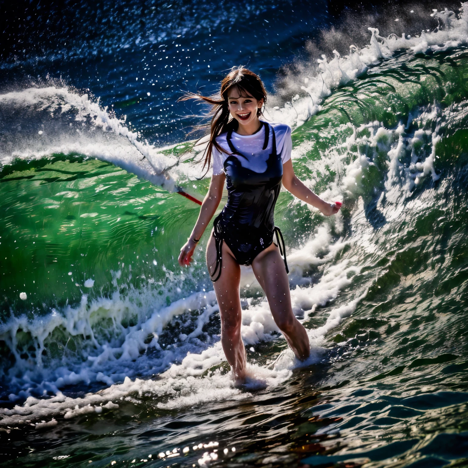 (ZoomedOut:1.28, Wide-shot) ZoomLayer (Epic photo of surfer magazine:1.37). (Full of Water, Everything Wetted:1.4) WetHair (extremely detailed Cute Girl)(SparklingHighlights:1.28), Dynamic Joyful Expressions LifeLike Rendering  . Overflowing Gigantic Sideboob (Clearly Visible Beautiful Breast to Buttocks Line) Tiny and Roundly Butt, Detailed wet clothing texture, (Sloppy Surfboard:-1.2) Riding on waves, Sparkling water, TyndallEffect(Starry Water Particles:1.32), {Wet T-shirt}, Whole Body proportions and all limbs are anatomically accurate