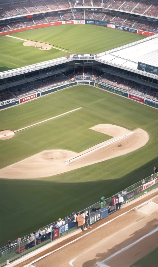 A view of a baseball game from above