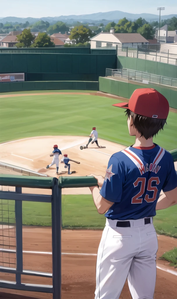 A view of a high school baseball game from above