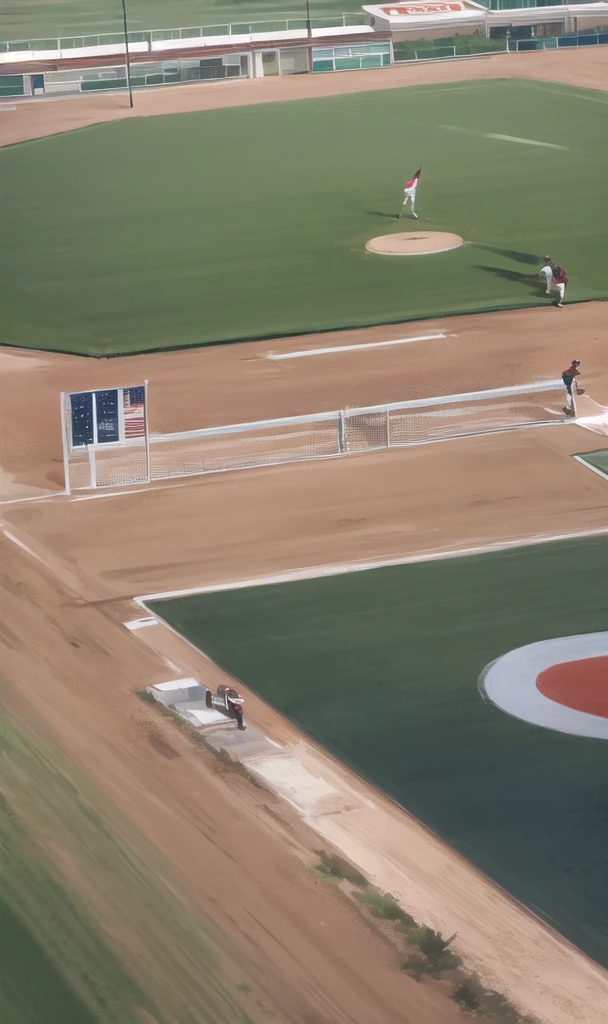 A view of a high school baseball game from above