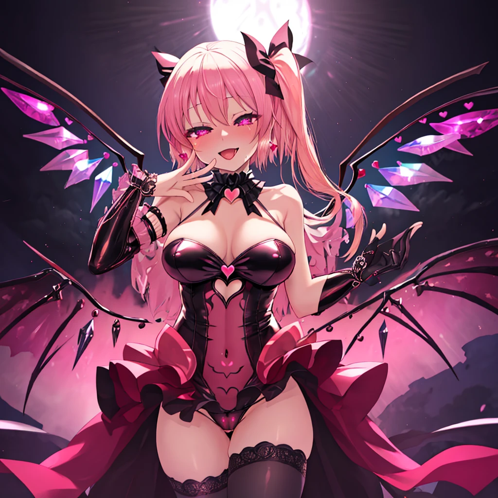 (masterpiece),(Highest quality),(Super detailed),(Best illustrations),(Best Shadow),(Absurd),(Detailed Background),(so beautiful)Flandre, 16K, 8k, 4K,(Best Shadow), (so beautiful), One person, alone, , , , (detailed beautiful eyes), Big Breasts, , heart-shaped pupils, Oculogyric crisis, curvy, , Perfect figure, , , Arched back, Beautiful nipples, pussy, orgasm, afterglow, erotic smile, , , Open your mouth languidly, , Sexy posture, , , cross-eyed, rolling eyes, , water eyes, tears, , tongue out, , , , saliva trail, , shiny skin, , Thigh fetish, , , torogao, ahegao, BREAK, , Dramatic lighting, , Psychedelic Background, night, pink neon, , Torrent of Light, mysterious, spoken heart,, , ,crotch tattoo
