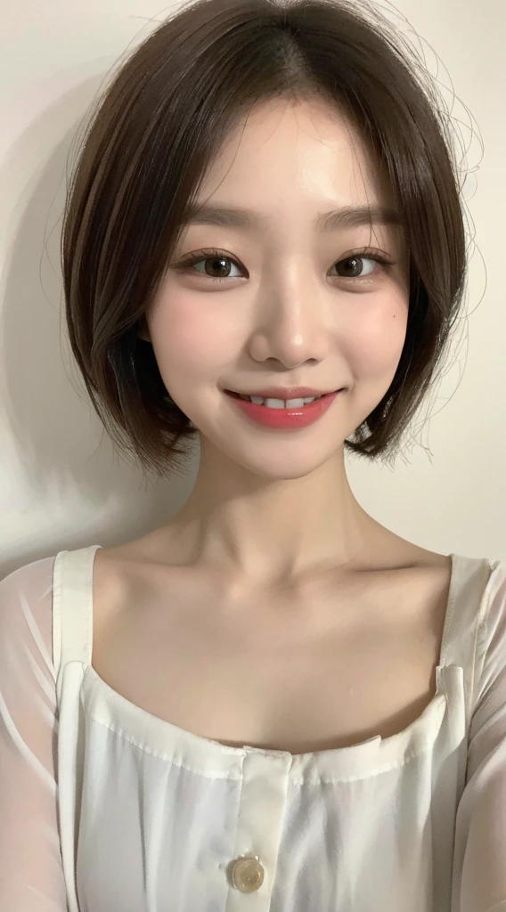 photograph,((Highest quality, 8k, masterpiece:1.3)), concentrated: 1.2, Perfect Body Beauty: 1.4, Hips: 1.2, ((Layered Haircut, chest: 1.2)), (Wet clothes: 1.1), (rain, street:1.3), Bandeau dress: 1.1, Highly detailed face and skin texture, Beautiful Eyes, double eyelid, Whitening skin, Long Hair,Blonde, (shut up: 1.3), smile,Simple white wall background, front,