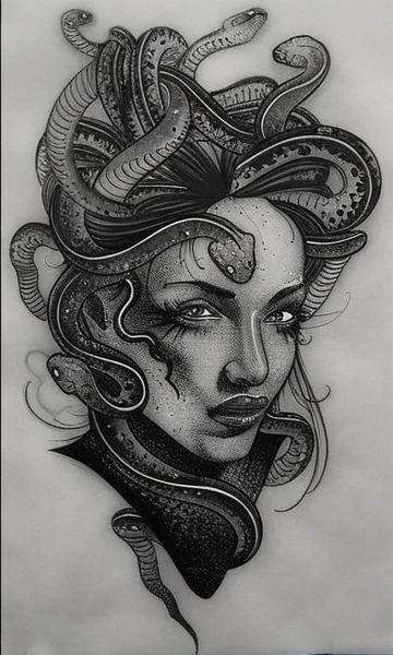 Snake jellyfish tattoo 
, reslism 
