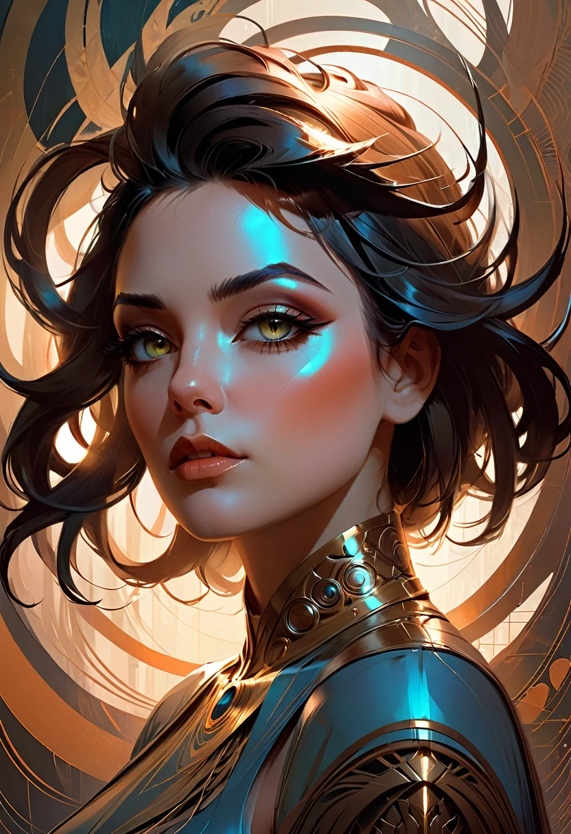 Beautiful neofuturistic woman, Same Ol’ Mistakes Aloud from the side, beautiful face artgerm, symmetrical eyes, beautiful high detail face by Artgerm, character concept, dramatic facial lighting, intricate complexity, in the style of Peter Mohrbacher, Alex Kasting, Craig Mullins, Emil Melmoth --wallpaper --uplight