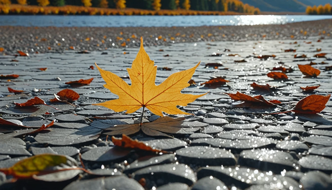 (Pearl Grey leaves),(square leaf), (half withered),(dry lake),magical round leaves leaves falling, snow is falling thinly,nature documentry footage, youtube video screenshot, today's featured photography 4k, autumn rain turkel, nature photography 4k, november, cinematic widescreen shot, leaves and magic, high quality screenshot, 2 0 2 1 cinematic 4 k framegrab, wide screenshot