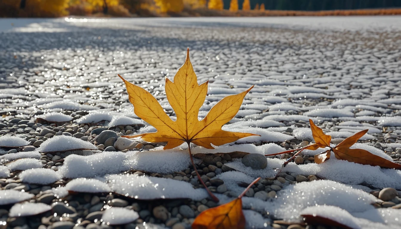 (Pearl Grey leaves),(square leaf), (half withered),(dry lake),magical round leaves leaves falling, snow is falling thinly,nature documentry footage, youtube video screenshot, today's featured photography 4k, autumn rain turkel, nature photography 4k, november, cinematic widescreen shot, leaves and magic, high quality screenshot, 2 0 2 1 cinematic 4 k framegrab, wide screenshot