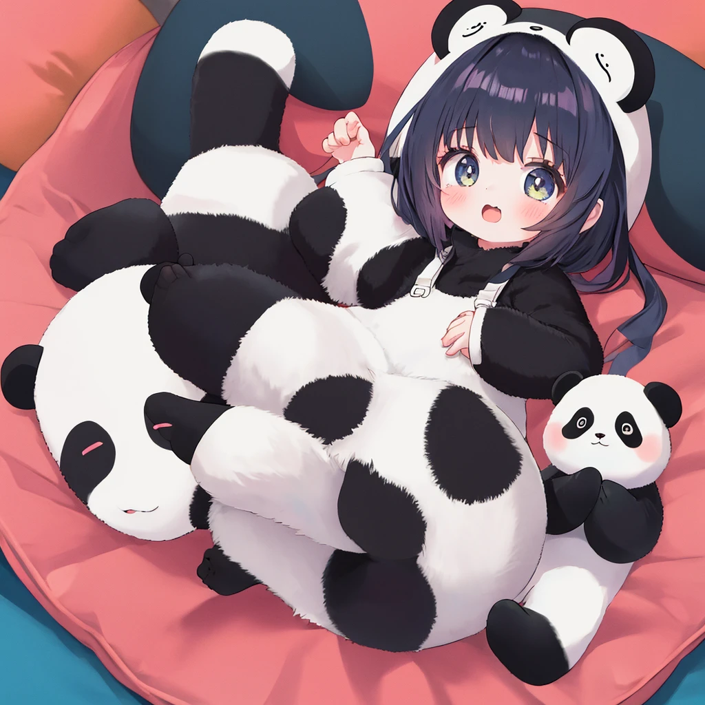 1girl,anime、A little ??? wearing a panda costume、Cute pose