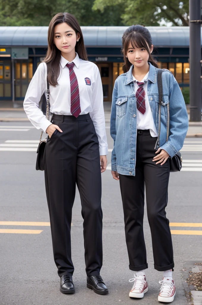 high school girl pants train