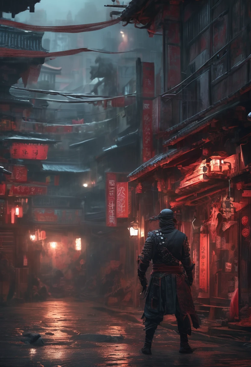 (realistic:1.37),DETAILED BIOMECHANICS NINJA,Nightmare Biomesha Dream,Sharpened Katana,Shuriken,Dark and textured environments,BAD OMINOUS LIGHTING,Description of Ninja Mask,Powerful gestures,Hidden movements,Reflecting shadows of moonlight on ninja armor,Creepy mechanical limbs,Smoke and fog effects in the background,Sketch a shadow lurking in the shadows,glowing red eyes,The atmosphere was ominous.,dynamic action gestures,Distinctive and amazing composition,Highly detailed surface and material,Delicate gradients with dark tones and moods,Mysterious and eerie atmosphere,Emphasis on muscle definition and anatomy,Dynamic lighting that highlights ninja features and creates depth,The attention to detail is impeccable.,Exquisite craftsmanship in ninja armor and weapons,At night, with the full moon illuminating the area.,Haunting and surreal elements that blur the line between reality and fantasy,A miserable and suspicious atmosphere that evokes a sense of danger and intrigue.,meticulously crafted katana and Shuriken with intricate designs and engravings,Impressive level of realism and sharpness of images.,The presence of a biomechanical ninja who expresses strength and power.,Dreamy and surreal elements that add a special touch to the visual composition.,Professional rendering and lighting techniques that improve overall quality.,High-resolution textures and materials that enliven images with incredible detail..