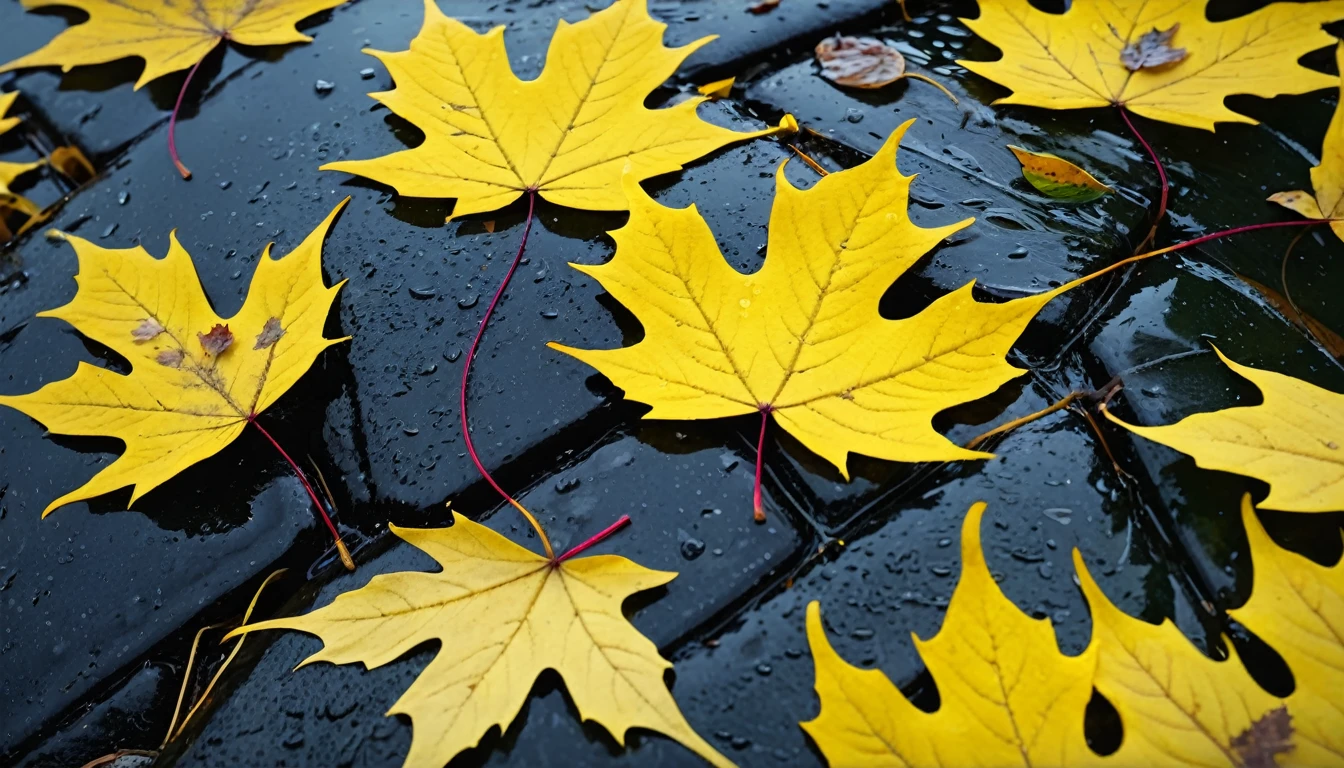 (Lemon Yellow gradation leaves),(winter leaves), (half withered),(niagara falls),magical round leaves leaves falling, snow is falling thinly,nature documentry footage, youtube video screenshot, today's featured photography 4k, autumn rain turkel, nature photography 4k, May, cinematic widescreen shot, leaves and magic, high quality screenshot, 2 0 2 1 cinematic 4 k framegrab, wide screenshot