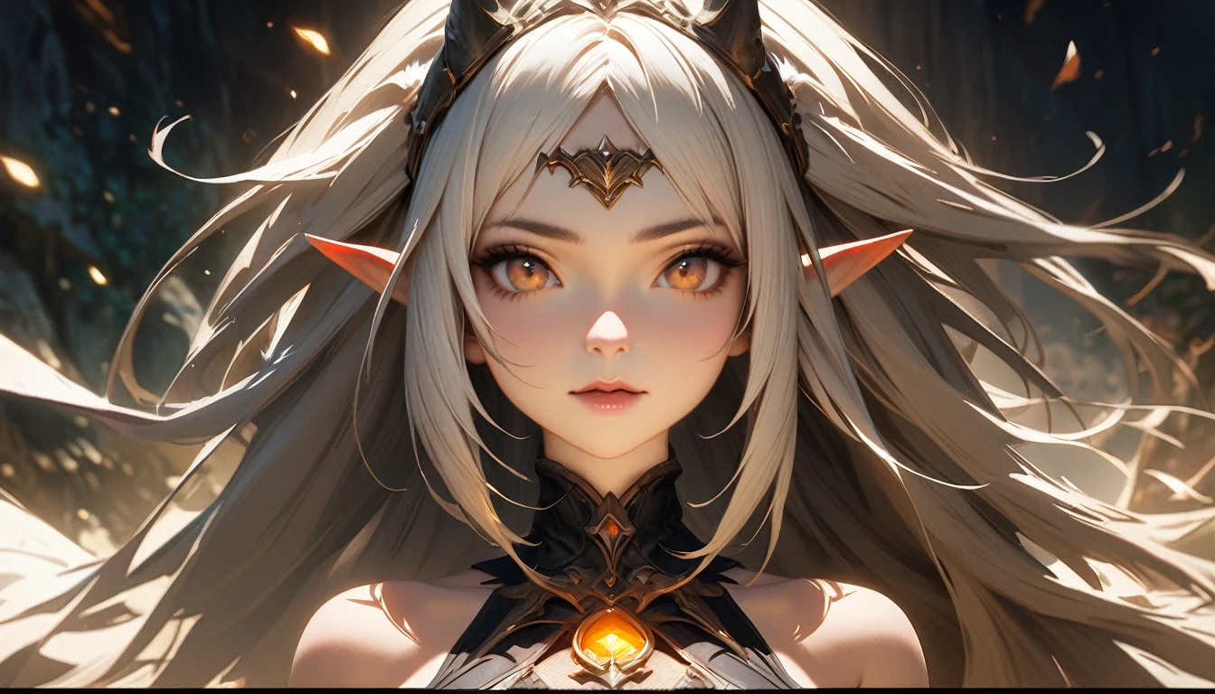masterpiece, Best quality, 1 girl,photo, Studio photography, from the waist up, upper body, close-up of a woman with white hair and a horned face, dark Elf princess, beautiful dark Elf countess, Diablo 4 queen, 4k fantasy art, Diablo 4 Lilith, 8K fantasy art, dark Elf maiden, Кароль за uhd, dark Elf, hyper detailed fantasy character, detailed fantasy art, Фэнтезийное искусство Unreal Engine, ancient ring elf, the evening Mediterranean light casts a warm glow on her porcelain skin., High-resolution image, digital painting, Spiritual peace, golden ratio composition, cowboy shot, brilliant, brilliant hair, (night:1.2),Dreamy, [[gentle fingers and hands:0.55]::0.85],(detailed fingers),),(emotional),(breathtaking),(main part:1.2) whole body.), (Anime Style), (Super Detailed), (brutal), (uhd, HDR), (8k), (High Resolution: 1.2), (Complex and Beautiful: 1.2)