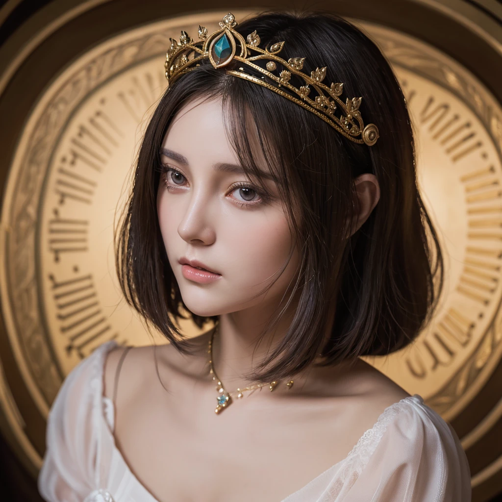 portrait of etheral goddess, intricate, elegant, highly detailed, digital painting, artstation, concept art, smooth, sharp focus, illustration, art by artgerm and greg rutkowski and alphonse mucha and william - adolphe bouguereau and stephanie law , epic royal background, big royal uncropped crown, royal jewelry, robotic, nature, full shot, symmetrical, Greg Rutkowski, Charlie Bowater, Beeple, Unreal 5, hyperrealistic, dynamic lighting, fantasy art