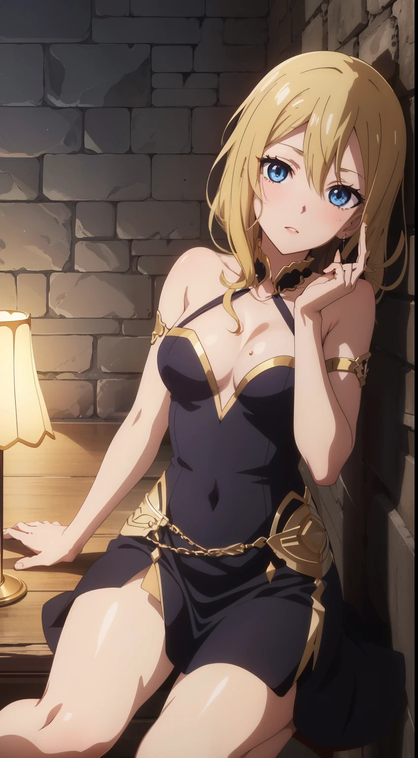 hayasaka,blonde hair, blue eyes, 1 girl,alone, hair between eyes, sparkly dress, shiny dress,
beautiful Finger,beautiful long legs,Beautiful body,beautiful character design, perfect eyes, Perfect face,expressive eyes, looking at the viewer, Appear on knees,sexy pose,in the center of the image, official art,High Definition CG Unity, Perfect lit, bright_front_face_lit,(Highest_quality:1.0),(anime),Super detailed, photograph, 8K, nffsw, High resolution, absurdes:1.2, kodak portrait 400, film grain, Lens flare, (lively_Farbe:1.2) (beautiful,medium breasts:1.4), (beautiful_face:1.3),(narrow_waist),
