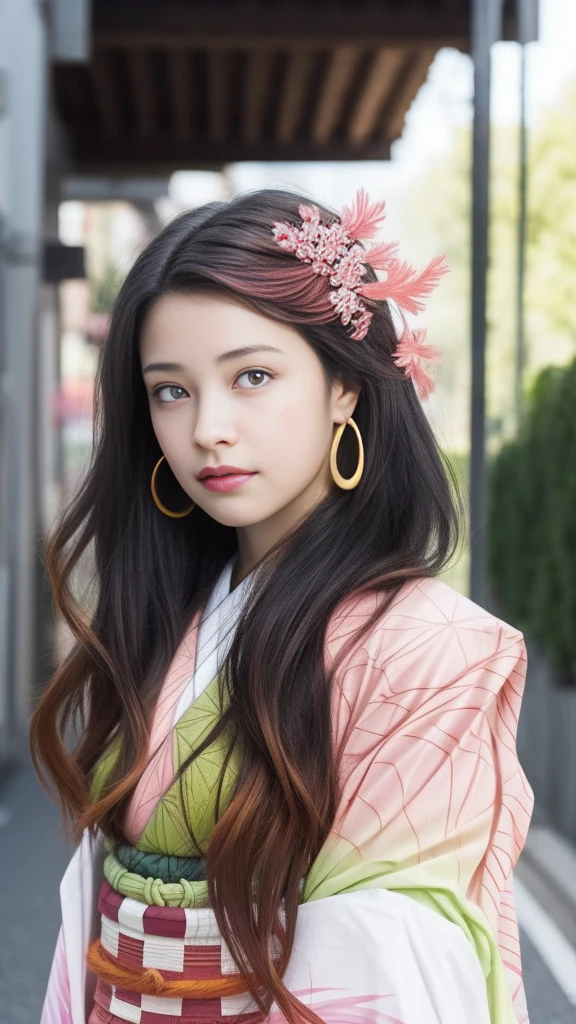 Cute Japanese female, (16 years old), (Very cute face: 1.3), White moist skin, Looking at the camera, Melancholy expression,
BREAK,
Idol,
BREAK,
(Wearing cute kimono: 1.3), (Highly revealing kimono), Very large earrings, Short length,
BREAK,
(Fighting pose: 1.3),
BREAK,
(Long hair), (Pink hair: 1.2), (Wavy hair), (Gradient hair: 1.3), (Red hair at the ends),
BREAK,
(Realistic: 1.3), Masterpiece, Perfect lighting, (Ultra-high resolution), (8K), (Highly detailed: 1.4), (From the front), (Full body: 1.3), (Symmetrical: 1.2),
BREAK,
(Japanese city streets: 1.2),
BREAK,
(Demon Slayer: 1.4),
BREAK,
(Hellfire: 1.2), Demon,