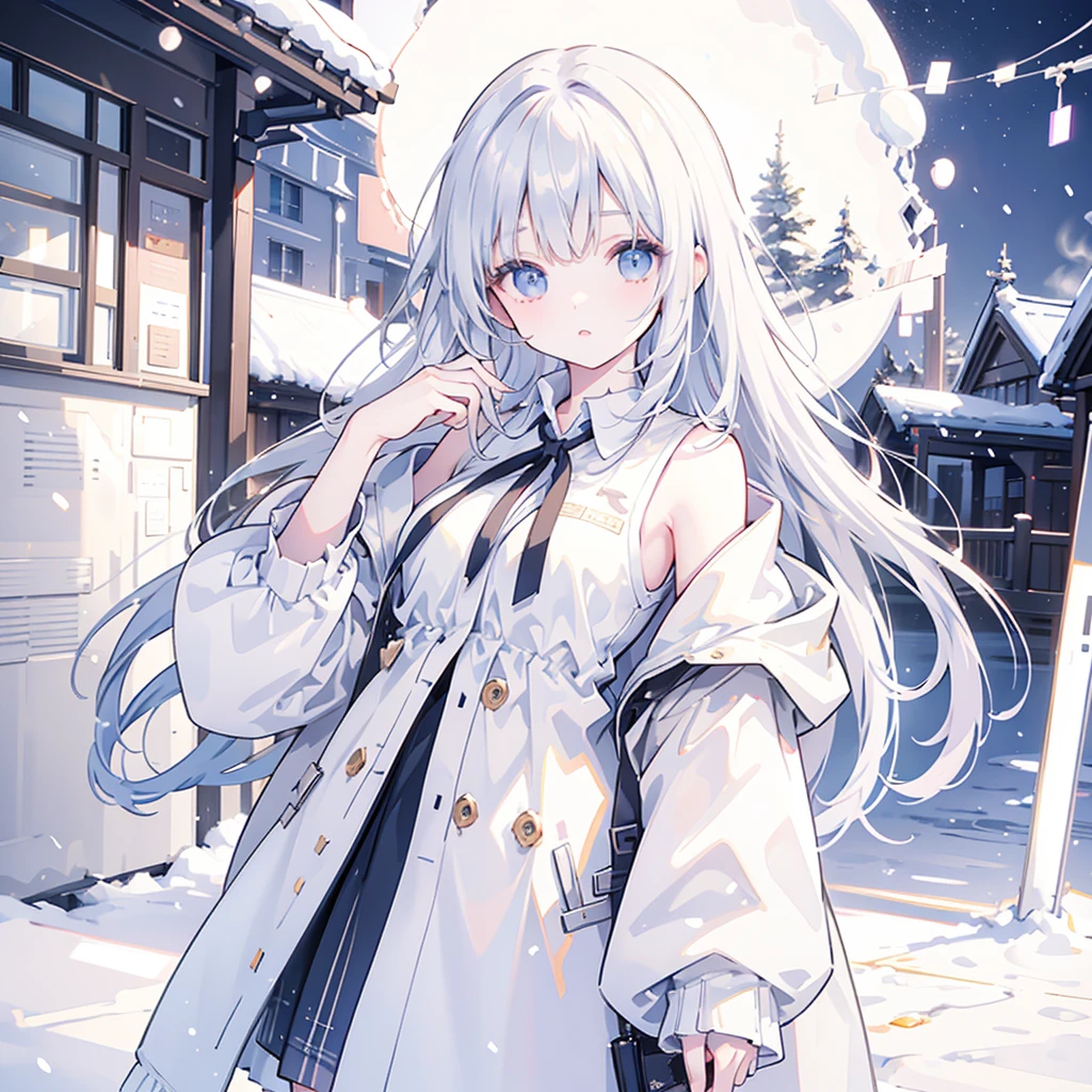 realistic photos oF (1 cute Korean star) Shoulder-length hair, Light makeup, Medium breast size, Wearing a coat, In the snow, clear Facial Features, 8K high resolution, Crisp, lifelike details.From outside, Eye level shooting, F/4.0, 135 mm, Fujifilm, jpeg artiFacts, Jitter, Ultra HD, masterpiece