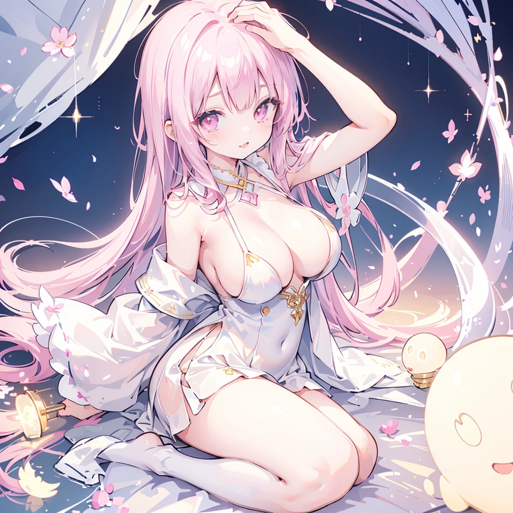 (masterpiece, Side Light),(Put your hands behind your head), Practical, Glowing skin,Glowing skin,Face Light,Shiny face, ( girl),Korean costumes,Pink Cheeks, (Huge breasts:1.1),Holding the breast,(Tongue:1),, Face Light,Shiny face,Glowing skin,Glowing skin, (whole body),Prone position, White Dress,close up