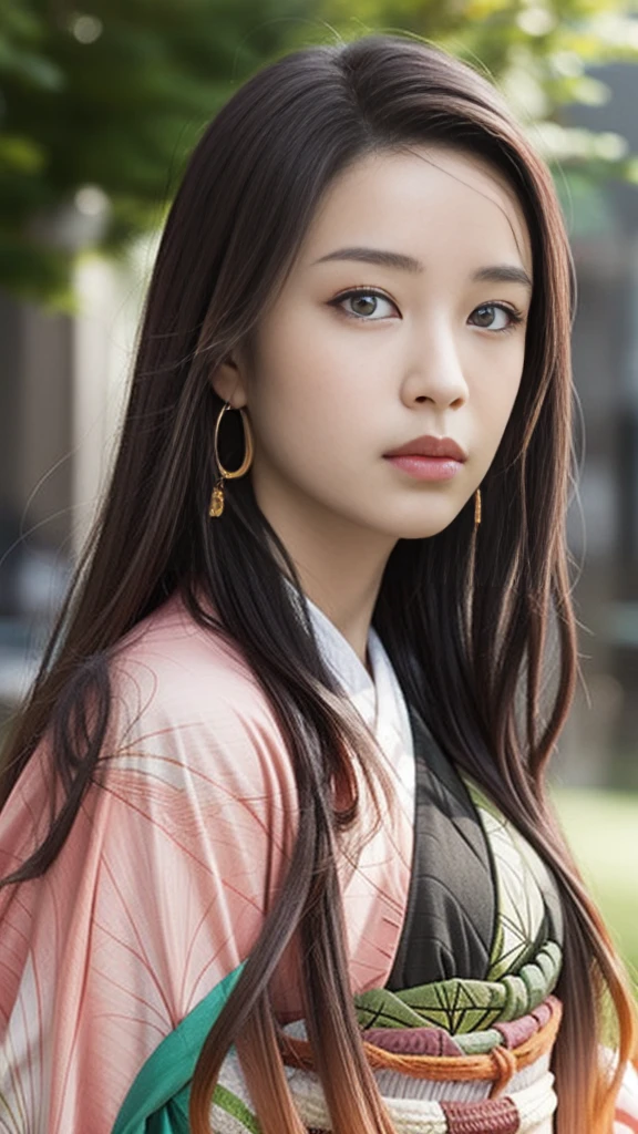 Cute Japanese woman, (16 years old), (Very cute face: 1.3), White moist skin, Looking at the camera, Melancholy expression,
BREAK,
Idol,
BREAK,
(Wearing cute kimono: 1.3), (Highly revealing kimono), Very large earrings, Short length,
BREAK,
(Fighting pose: 1.3),
BREAK,
(Long hair), (Pink hair: 1.2), (Wavy hair), (Gradient hair: 1.3), (Red hair at the ends),
BREAK,
(Realistic: 1.3), Masterpiece, Perfect lighting, (Ultra-high resolution), (8K), (Very detailed: 1.4), (From the front), (Full body: 1.3), (Symmetrical: 1.2),
BREAK,
(Japanese city streets: 1.2),
BREAK,
(Demon Slayer: 1.4),
BREAK,
(Hirose Suzu: 1.2),
