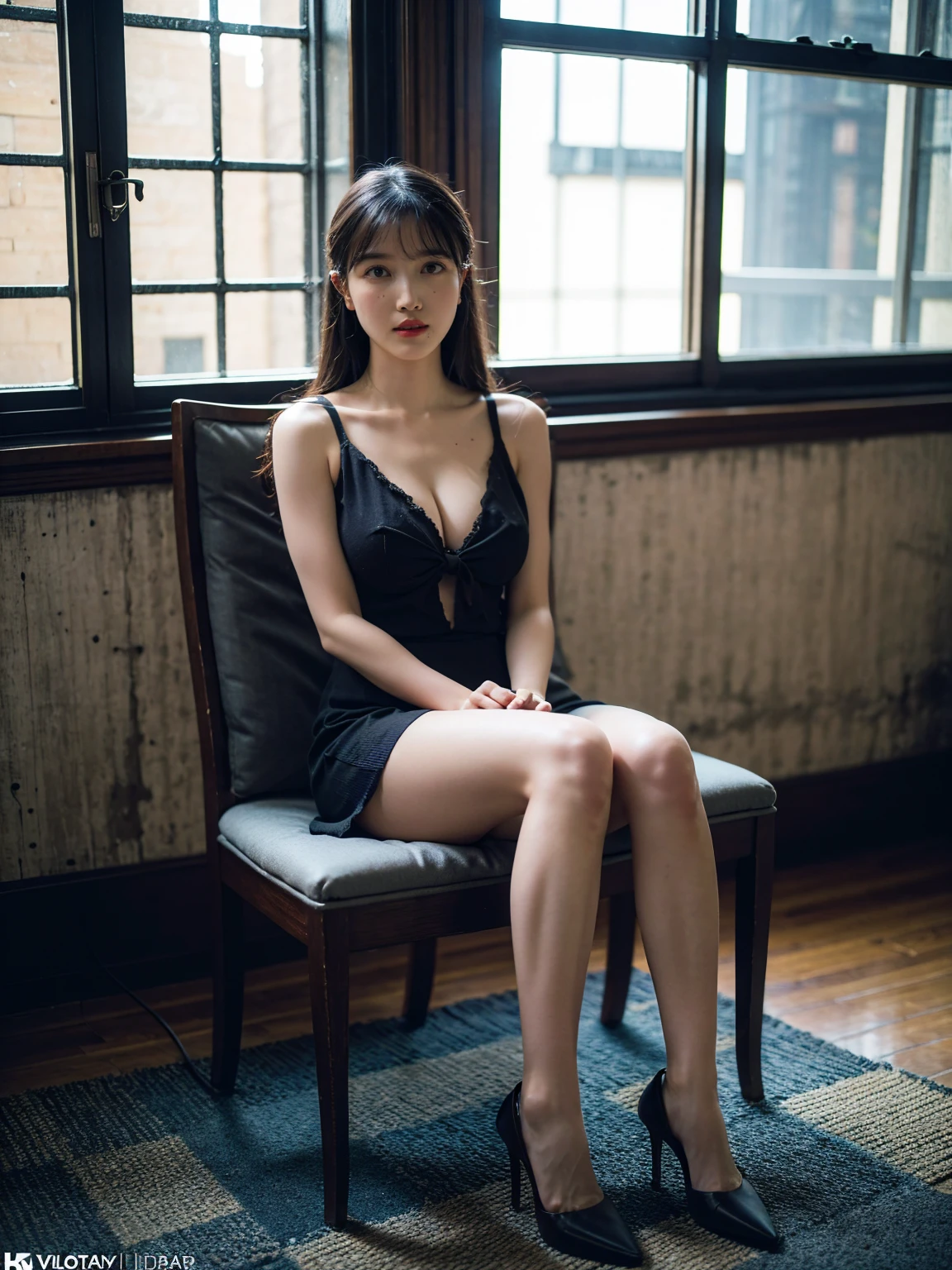 Kasumi, brown eyes, (best quality, ultra-detailed), (realistic:1.37), beautiful and detailed face, ultra-realistic texture, delicate face, delicate body, red lipstick, bright colors. High definition, 8K.