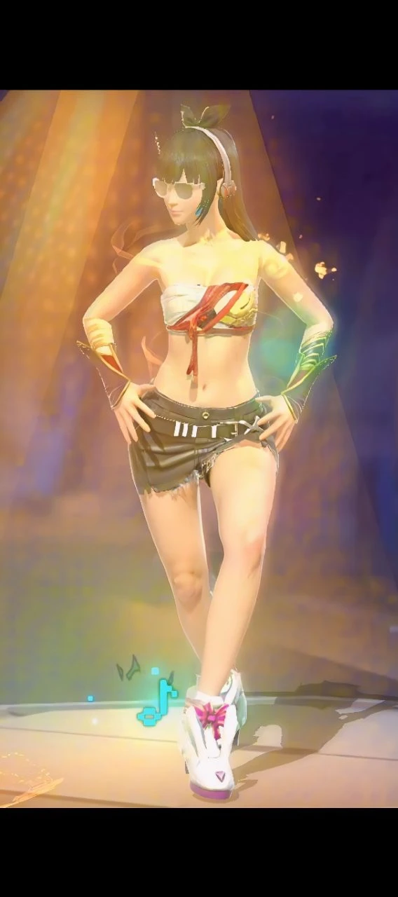 (best realistic quality, 8k, slightly chubby woman, with oily, porcelain skin, full body, in front of you, light reflecting on her face, very shapely, attractive, perfect and well detailed, (long hair, reaching down to her waist), ((round and medium breasts)), equal breast size and appearance, She wears covering her (breasts a vest style top, futuristic, with dark blue, gold details), (white shorts with small belt gold details), (thick legs), in a very bright environment, and (very lit, realistic).
