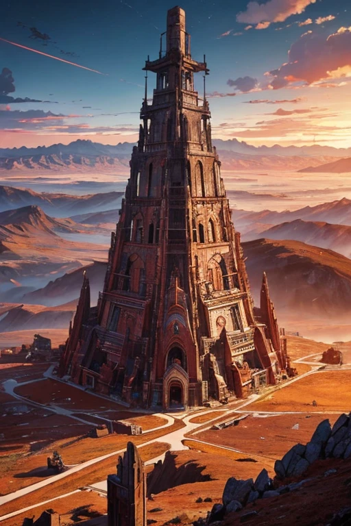 Highest quality、masterpiece、Desolate Earth、wreckage、Red Sky、Surrealism