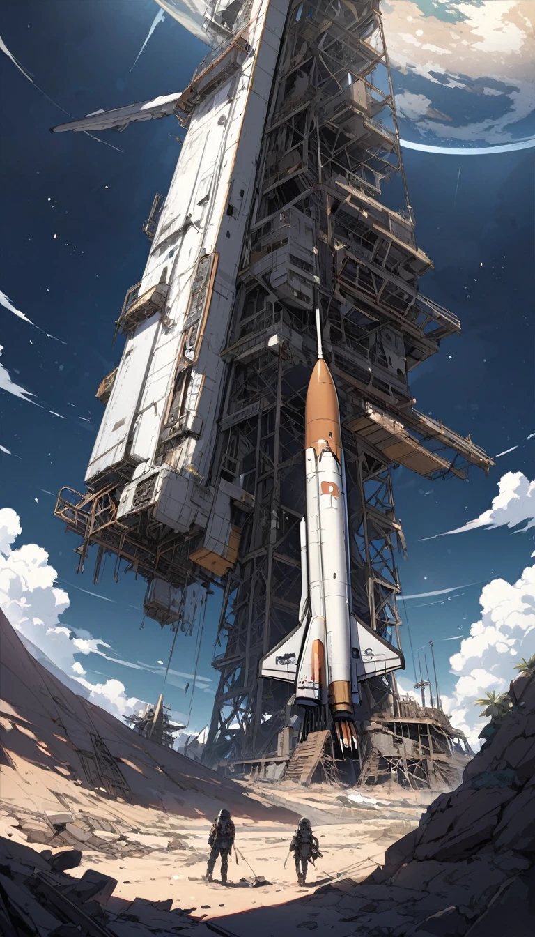Abandoned rocket launch site 1000 years after human extinction、space shuttle