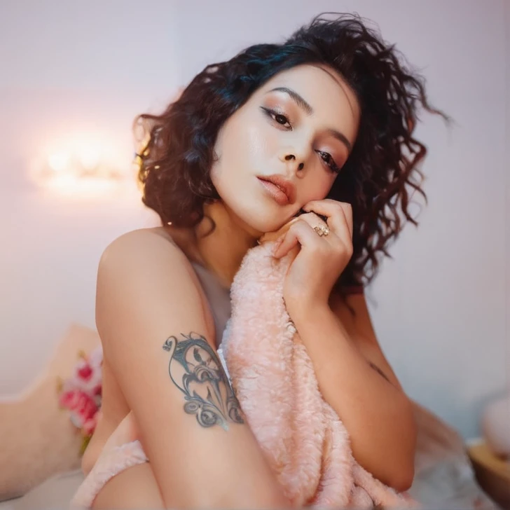 Woman in luxurious hotel room